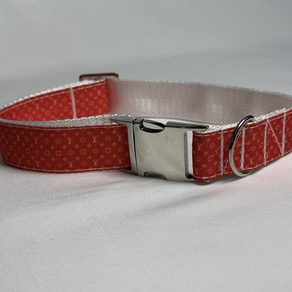 Luxury Dog Collar Designer Dog Accessory Size L  From 14" To 23" Long, Red, 1" W - Picture 6 of 6